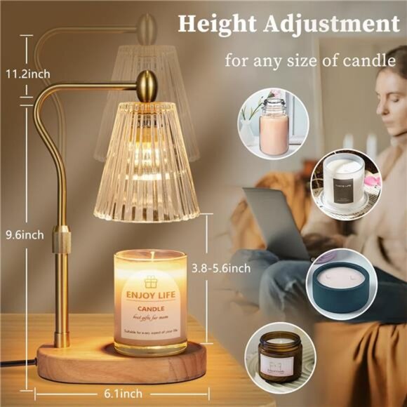 Candle Warmer Lamp with Timer Dimmer Adjustable Height,Mothers Day - Picture 3 of 14